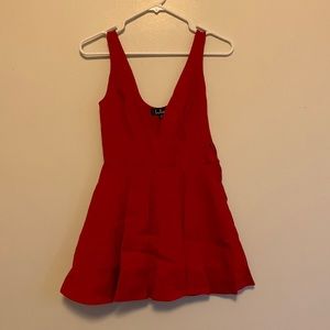 Lulus red skater mini dress with v neck